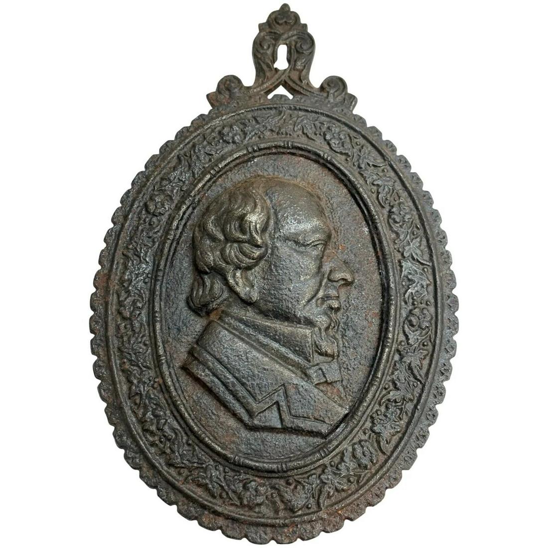 Victorian 19th Century Cast Iron William Gladstone Portrait Relief Wall Plaque: Victorian 19th Century Cast Iron William Gladstone Portrait Relief Wall Plaque Collectors Interest For This 1 Fine Antique Victorian 19th Century Cast Iron William Gladstone Portrait Relief Wall Plaqu