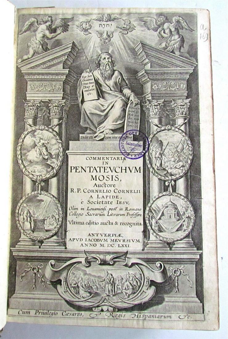 1671 BIBLE TORAH COMMENTARY OLD TESTAMENT PENTATEUCH MOSES antique FOLIO Lapide (1 of 9)