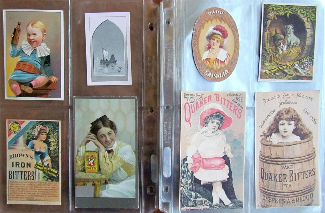 VICTORIAN ANTIQUE TRADE CARDS COLLECTION in BINDER PLASTIC PAGES 166 pcs (1 of 18)