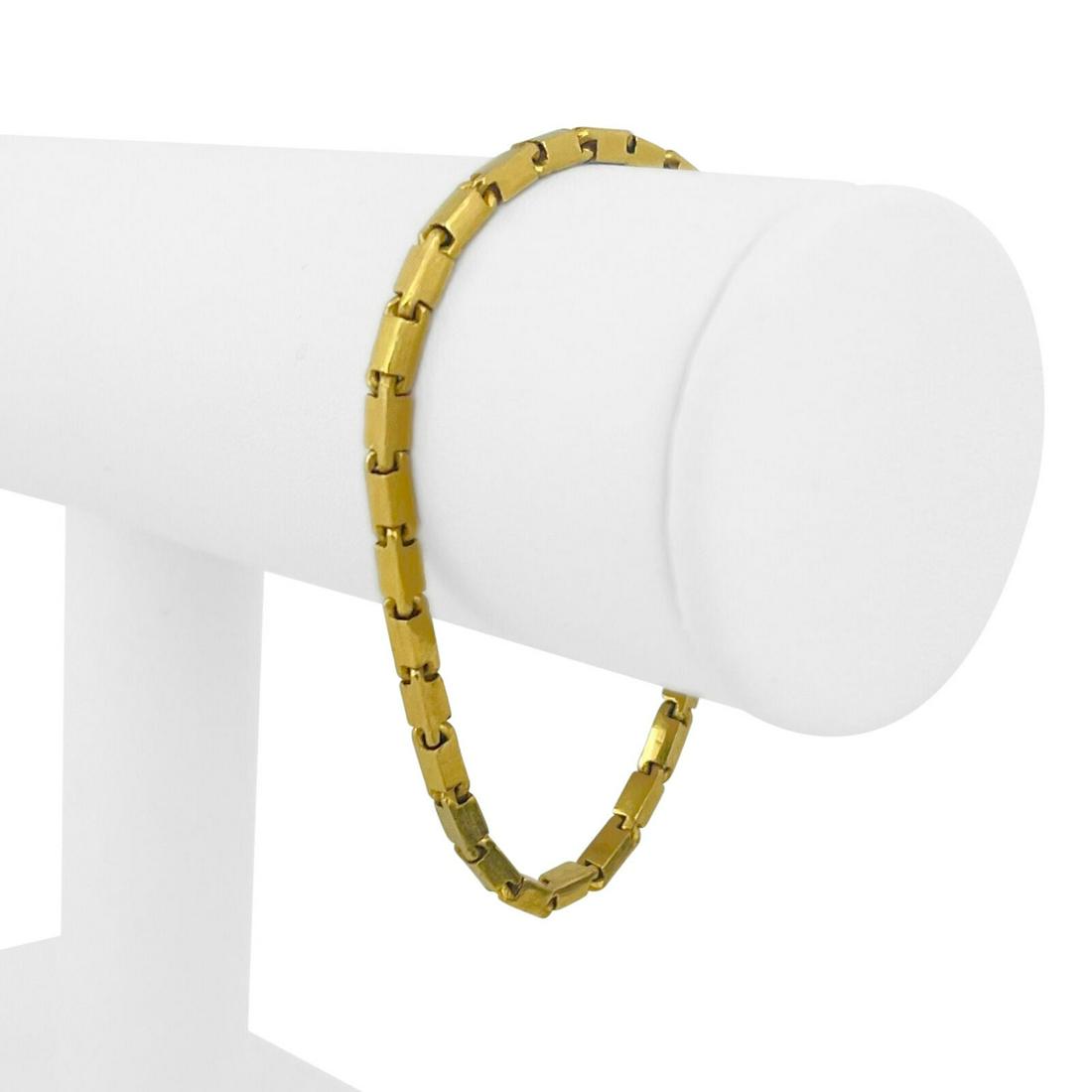 24k Pure Yellow Gold 13g Ladies 2.5mm Bar Link Bracelet 6.5" (1 of 9)