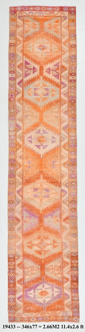 2' x 11' Vintage Herki Runner Rug - 19433: Title: 2' x 11' Vintage Herki Runner Rug - 19433 Description: Vintage Herki Runner Rug Handmade, handwoven with traditional technique. Low pile, soft rug. Rug Condition: Fully cleaned and ready to use