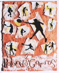 Jane Hammond - Roland Garros French Open - 2003 Offset Lithograph 28.75" x 23.25": Lot Title: Jane Hammond - Roland Garros French Open - 2003 Offset Lithograph 28.75" x 23.25" Artist: Jane Hammond Title: Roland Garros French Open Description: "Roland Garros French Open" by Jane Hamm