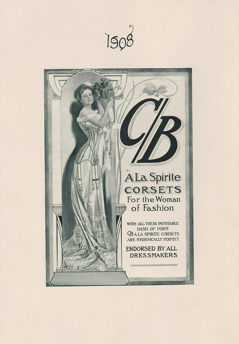 Scarce orig. 1908 C/B Corsets ad proof w/folder (1 of 5)