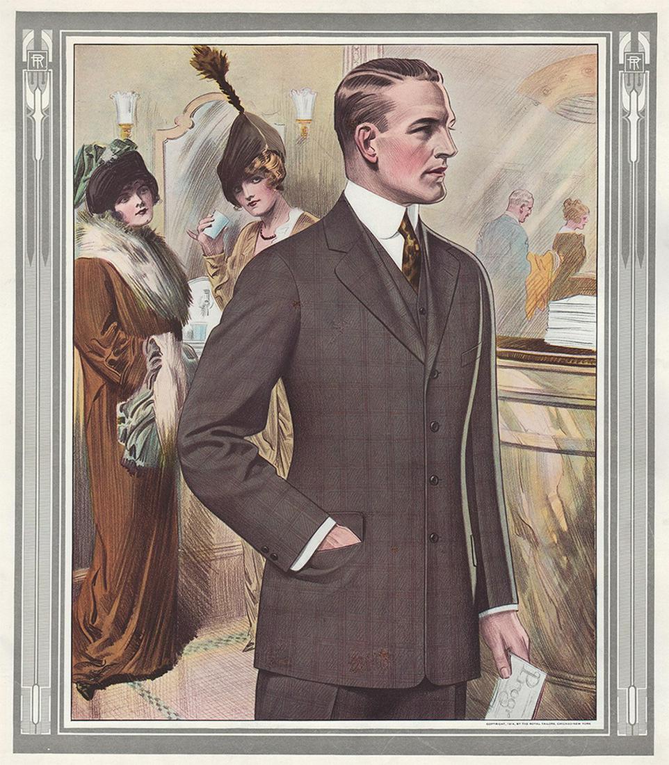 Scarce large fashion plate from 1914 Royal Tailors catalog (1 of 5)