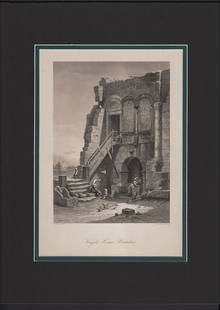 C. Bertrand engraving of Virgil’s House, c1875: Lovely and fine engraved illustration of the poet Virgil’s House in Brindisi from the painting by Carl Friedrich Heinrich Werner. Published in Picturesque Europe around 1875. Small ding in upper