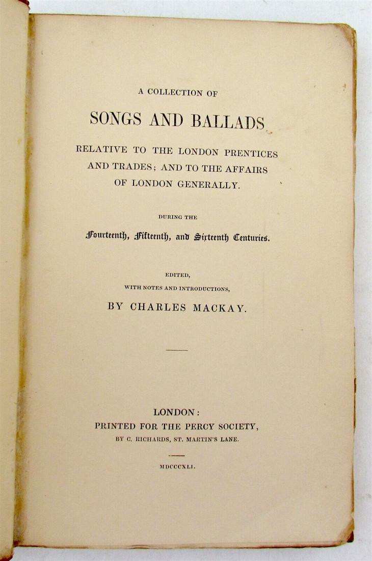 1841 POETRY SONGS & BALLADS by CHARLES MACKAY antique (1 of 4)