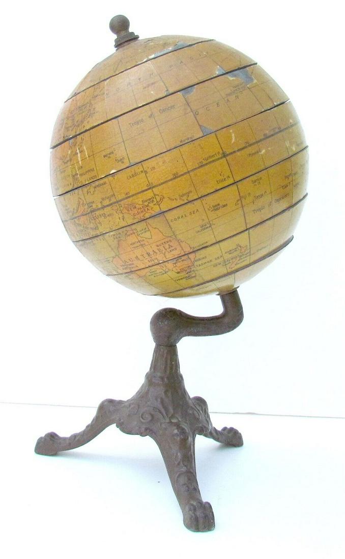 GLOBE JIGSAW PUZZLE TERRESTRIAL antique RARE (1 of 12)