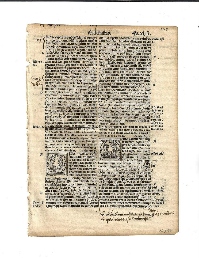 1514 Latin Bible Leaf Ecclesiastes Portrait Initials (1 of 2)