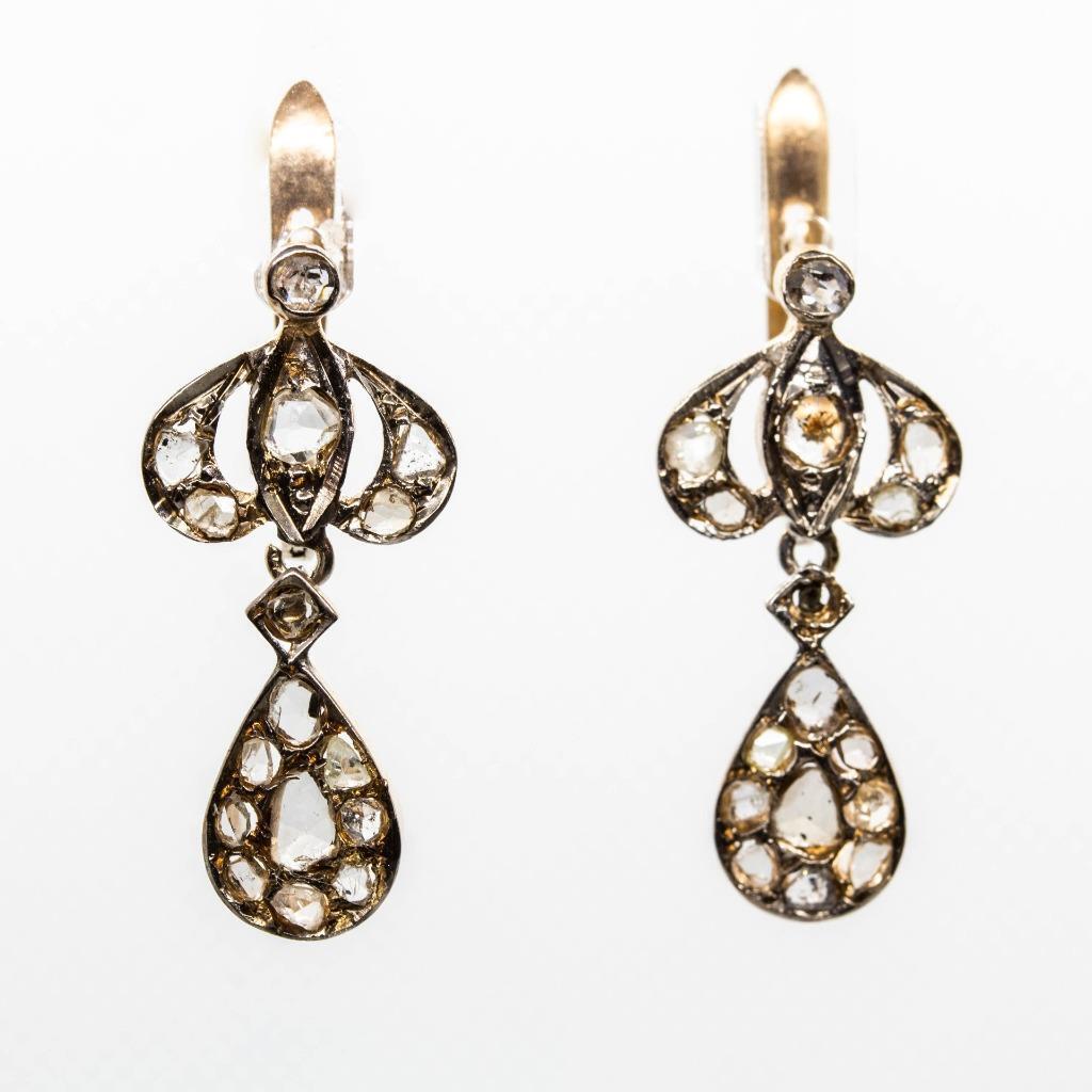 Antique Victorian 18k Gold Diamond Earrings (1 of 5)