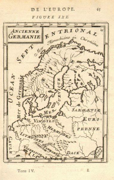 NORTHERN/CENTRAL EUROPE Scandinavia Tribes 'Ancienne Germanie'. MALLET 1683 map: TITLE OF THE MAP: 'Ancienne Germanie' (De L'Europe) Shows Ingaevones istaevones Vindili hermiones Sarmatie Vindelicie DATE PRINTED: 1683 IMAGE SIZE: Approx Overall page size 13 x 21cm approximately (5