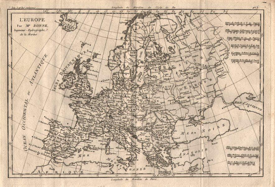 L'Europe. Europe. BONNE 1780 old antique vintage map plan chart (1 of 2)