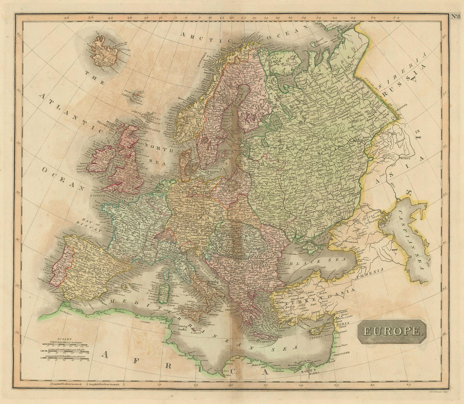 Early 19th century "Europe" by John Thomson 1817 old antique map plan chart (1 of 1)