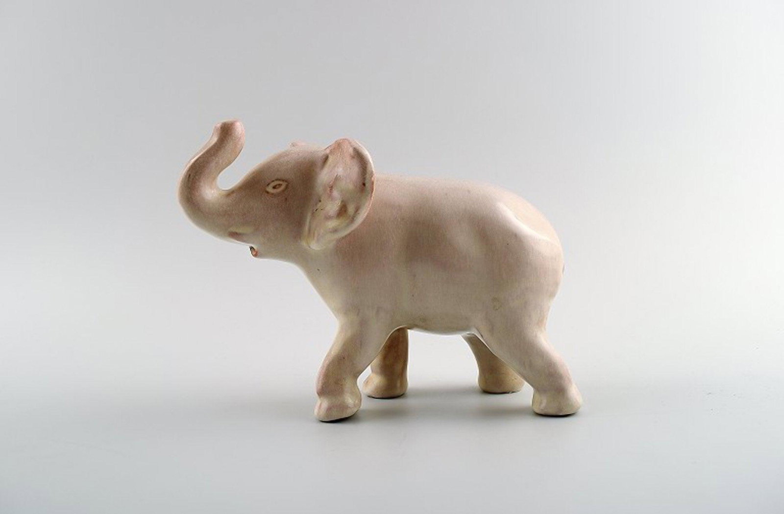 Elephant, Anna-Lisa Thompson for Upsala-Ekeby. Figure. Elephant in white glazed ceramic. (1 of 5)