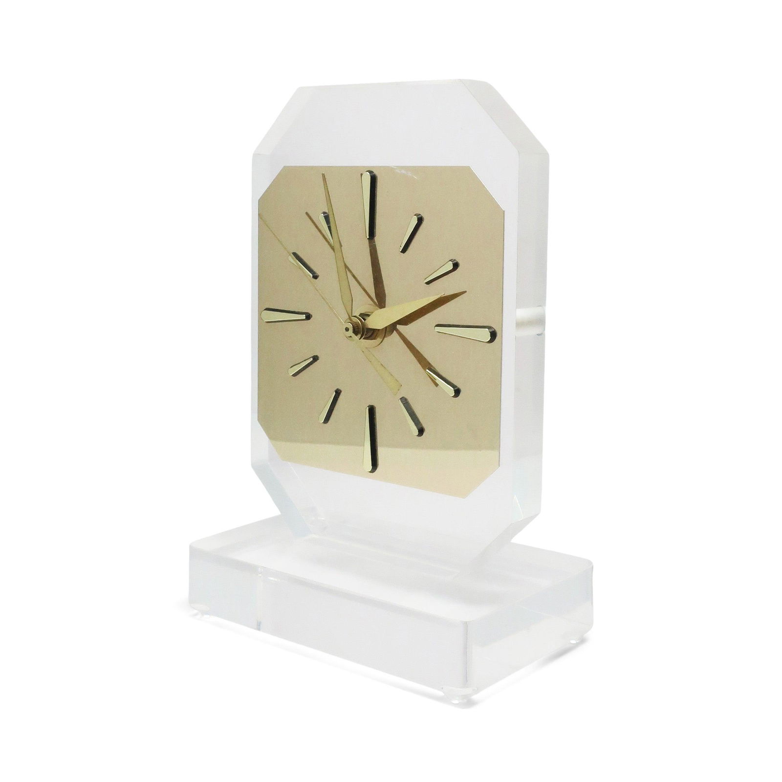 1980s Lucite & Brass Table Clock (1 of 7)