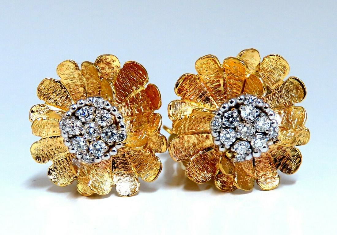 .56ct Natural Diamonds 3D Blossoming Clover Cluster Earrings 14kt (1 of 5)
