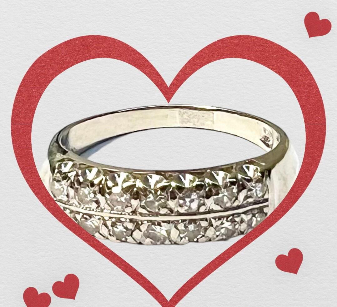 Vintage 14 carat diamond double row wedding band ring (1 of 10)