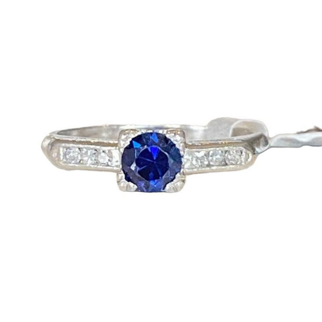 Vintage Platinum diamond and sapphire engagement ring (1 of 9)