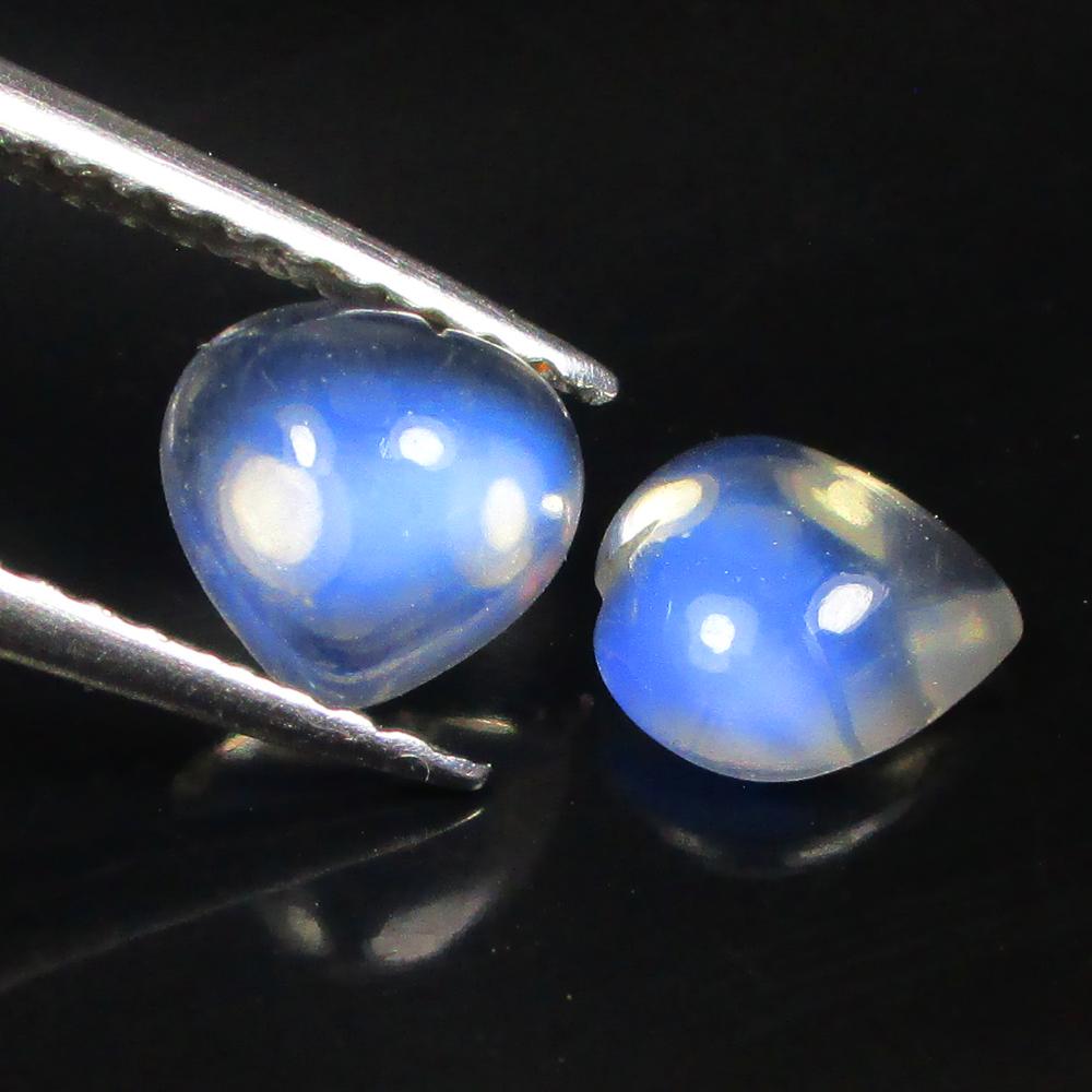 1.37 Ctw Natural Blue Moonstone Heart Pair: No Reserve! Title: 1.37 Ctw Natural Blue Moonstone Heart Pair Stone Clarity: Translucent Gemstones: Natural Moonstone Carat Weights: 1.37 Size/Dimensions: 6.10 x 6.00 x 3.00 mm / 2 Pc's Additional Inf