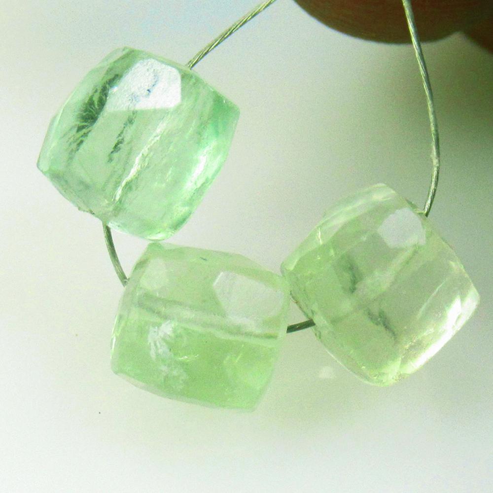 12.07 Ctw Natural 3 Flourite Drilled Square Beads: No Reserve! Title: 12.07 Ctw Natural 3 Flourite Drilled Square Beads Stone Clarity: Transparent Gemstones: Natural Flourite Beads Carat Weights: 12.07 Size/Dimensions: 7.1x7.0 - 7.8x6.8 mm / 3 Pc's Ad