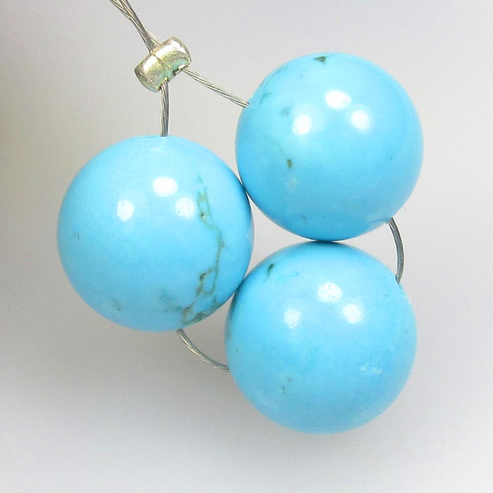 12.40 Ctw Natural 3 Drilled Turquoise Round Beads: No Reserve! Title: 12.40 Ctw Natural 3 Drilled Turquoise Round Beads Stone Clarity: Opaque Gemstones: Natural Turquoise Beads Carat Weights: 12.40 Size/Dimensions: 8.50 to 8.90 mm / 3 PC's Additional 