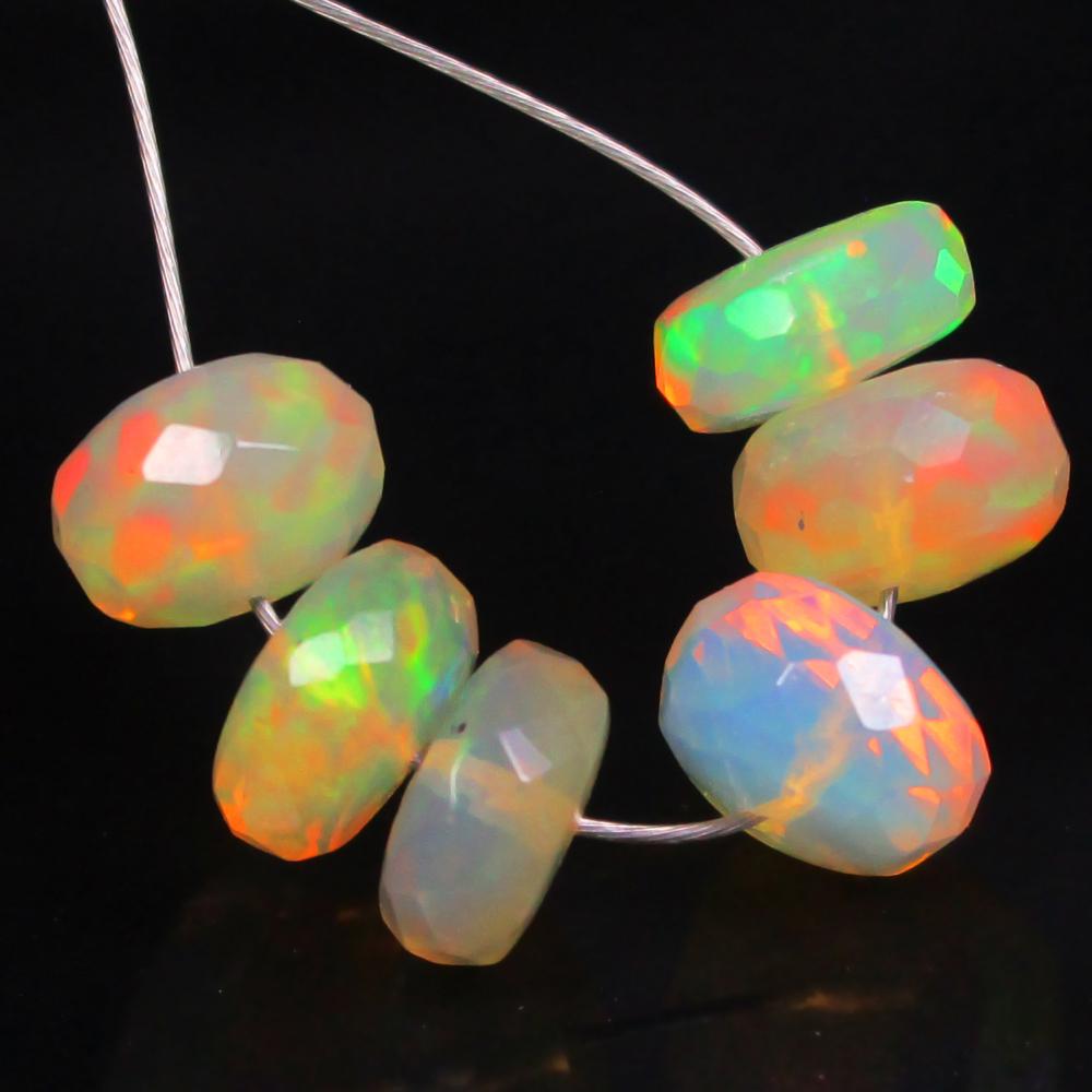 3.49 Ctw Natural 6 Drilled Faceted Fire Opal Beads: No Reserve! Title: 3.49 Ctw Natural 6 Drilled Faceted Fire Opal Beads Stone Clarity: Transparent Gemstones: Natural Faceted Fire Opal Beads Carat Weights: 3.49 Size/Dimensions: 5.80 to 6.10 mm / 6 PC'