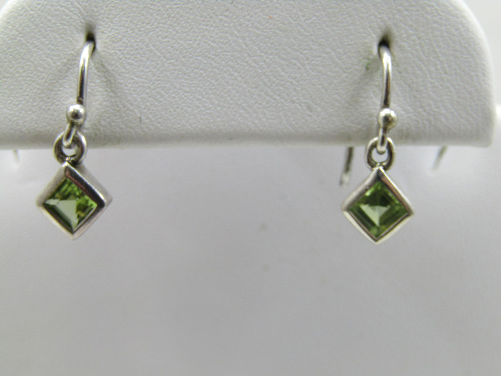Vintage Sterling Peridot Dangle Earrings, Pierced, 3/4" (1 of 5)