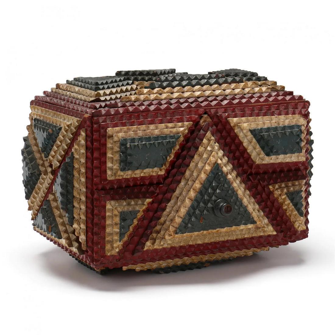 Tramp Art Patriotically Inspired Box Painted Red, White & Blue (1 of 5)