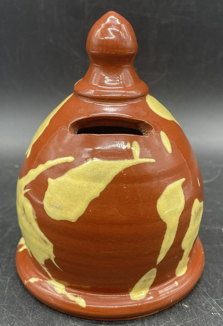 REDWARE POTTERY BEEHIVE BANK Signed JEFF WHITE 1983 (1 of 6)