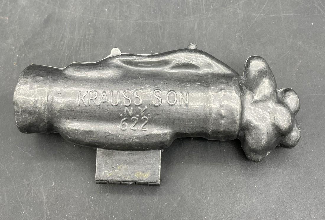VINTAGE ANTIQUE PEWTER ICE CREAM MOLD GOLF BAG W/ CLUBS # 622 - KRAUSS & SON N.Y. (1 of 8)