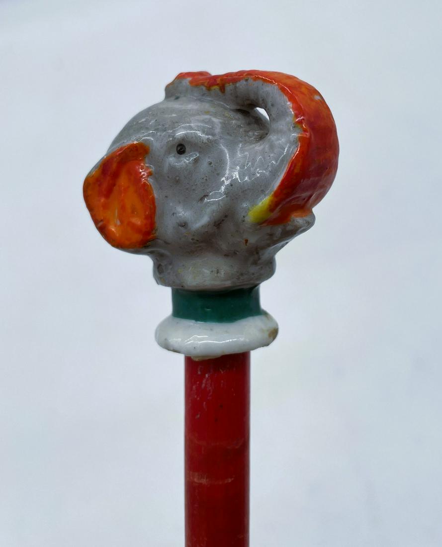 PORCELAIN ELEPHANT TOPPER TOP CARNIVAL CANE JAPAN TRUNK UP (1 of 8)
