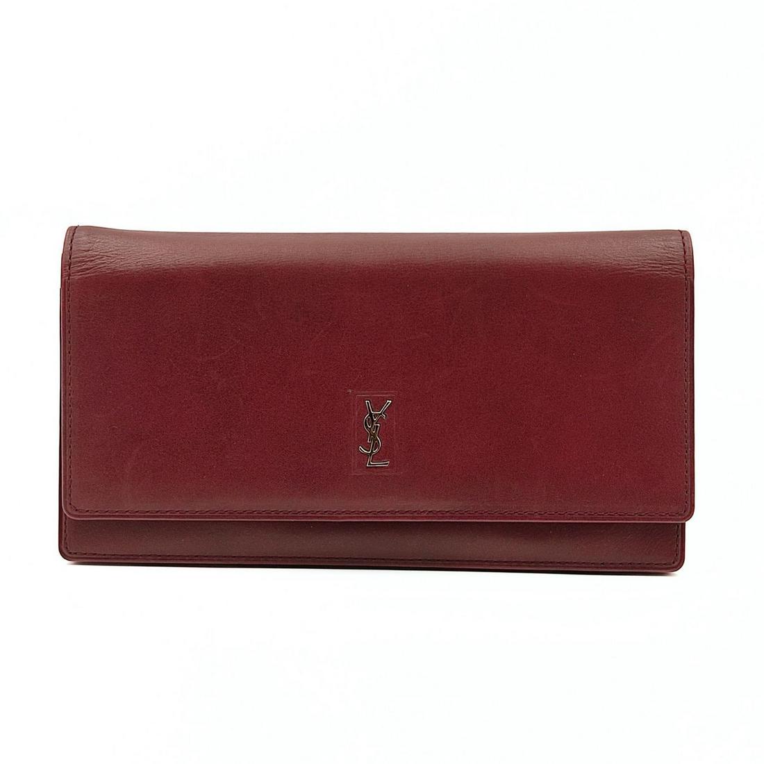 YVES SAINT LAURENT vintage burgundy leather wallet (1 of 6)