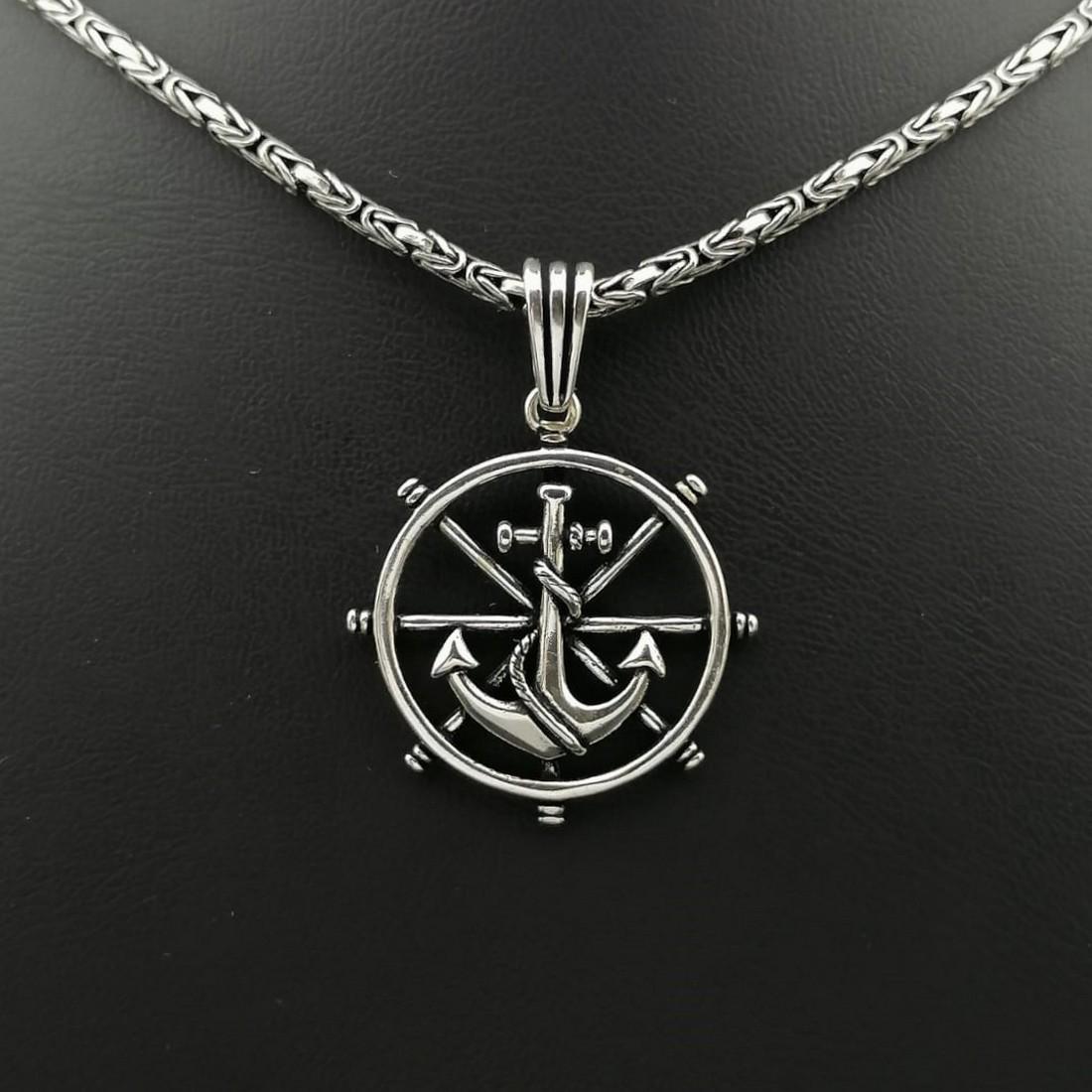 925 Silver Chain with Ship Rudder And Anchor Pendant (1 of 8)
