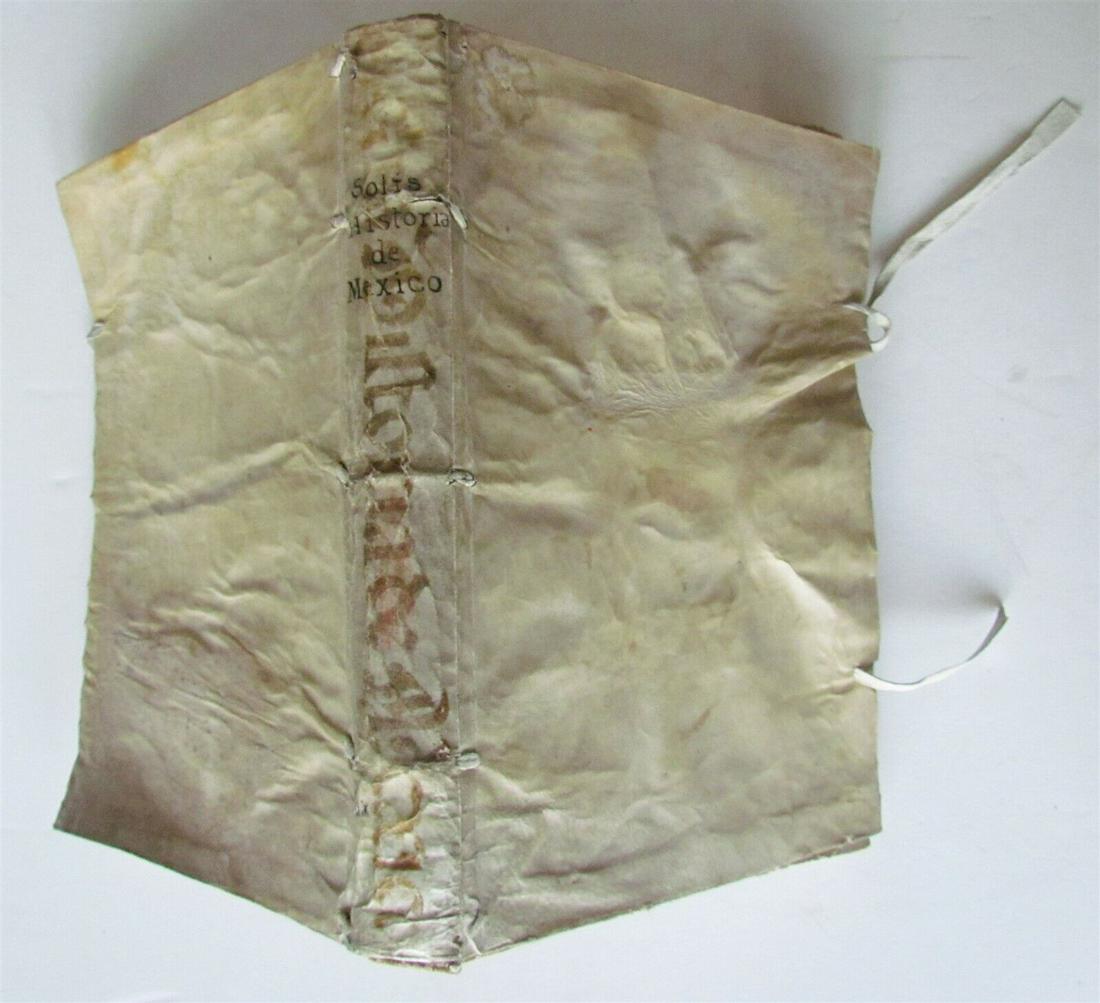 1732 History Of Conquest Of Mexico In Spanish Vellum Binding Antique