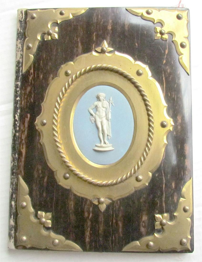 19th CENTURY AMAZING DOCUMENT FOLDER w/ WEDGWOOD CAMEO in BRONZE FRAME antique (1 of 10)