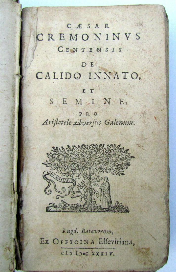 1634 ELZEVIR PUBLISHING antique VELLUM BOUND Caesar CREMONINUS De CALIDO INNATO (1 of 4)