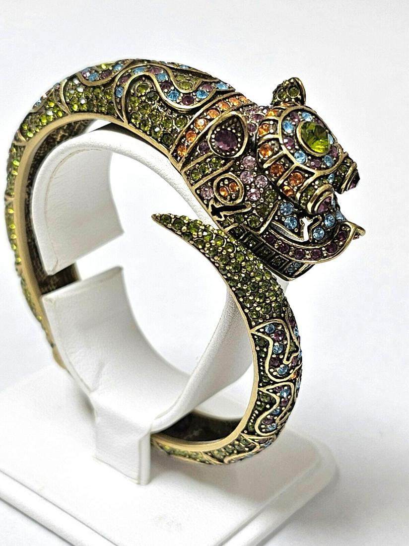 Designer Heidi Daus Multicolor Hinged Dragon Cuff Bracelet (1 of 8)
