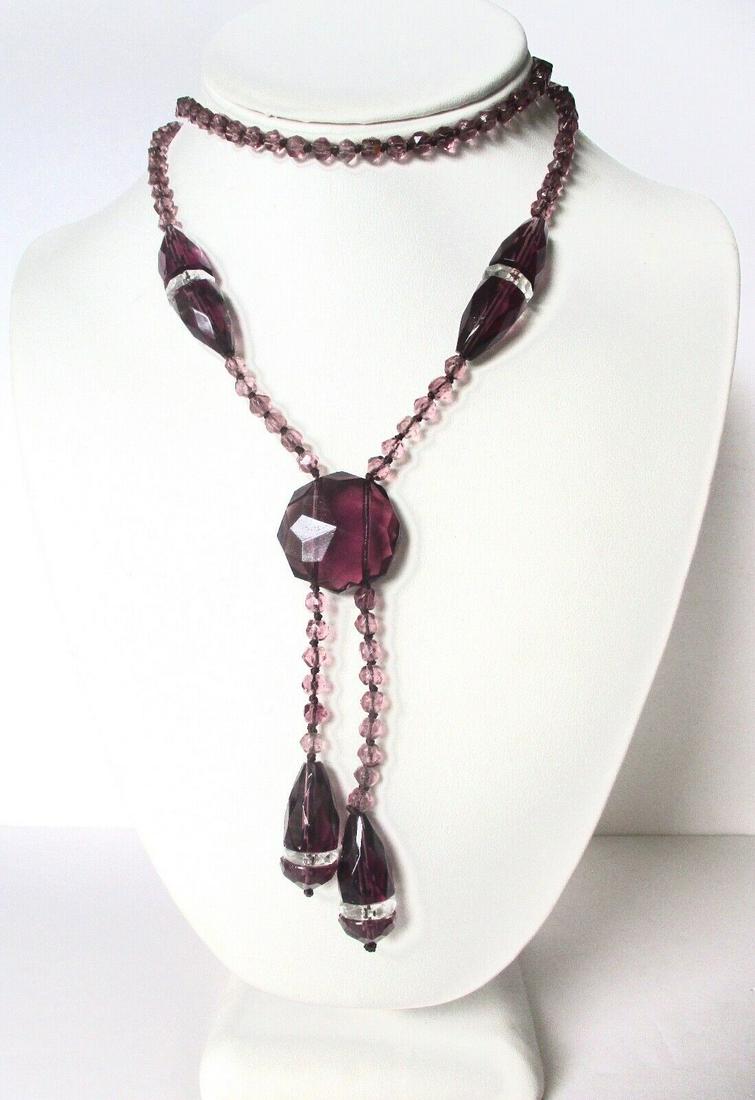 Vintage Art-Deco 28-Inch Amethyst Crystal Bead "Flapper" Necklace/Boho (1 of 1)