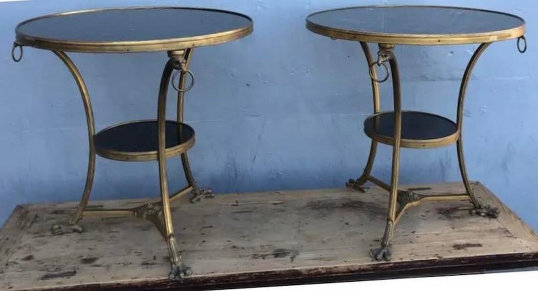 Pair of Antique French Marble and Ormoulu Gueridon Table (1 of 11)