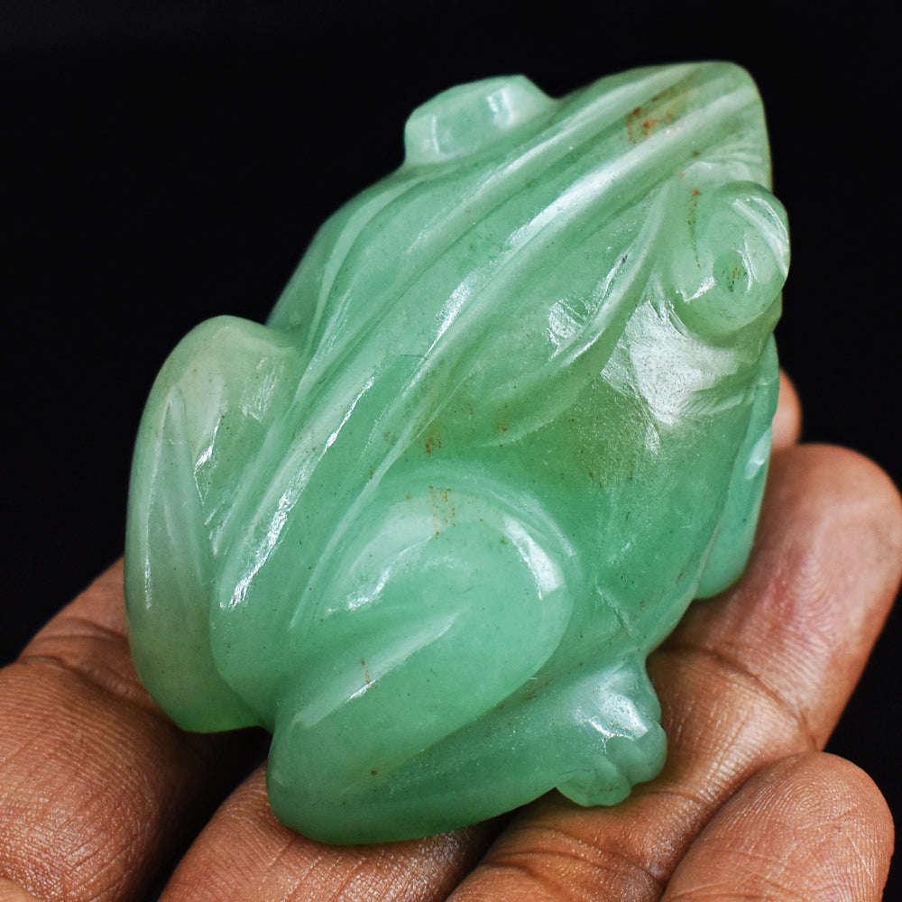 Green Aventurine 436.00 Cts Hand-Carved Crystal Gemstone Frog (1 of 4)