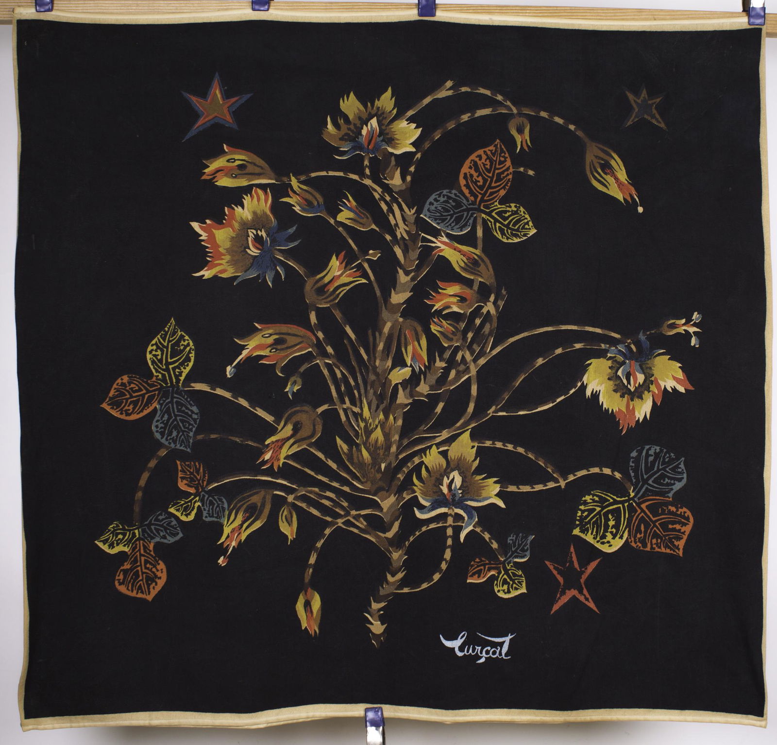 FRENCH silkscreen TAPESTRY JEAN Lurcat MODERNIST COROT (1 of 4)