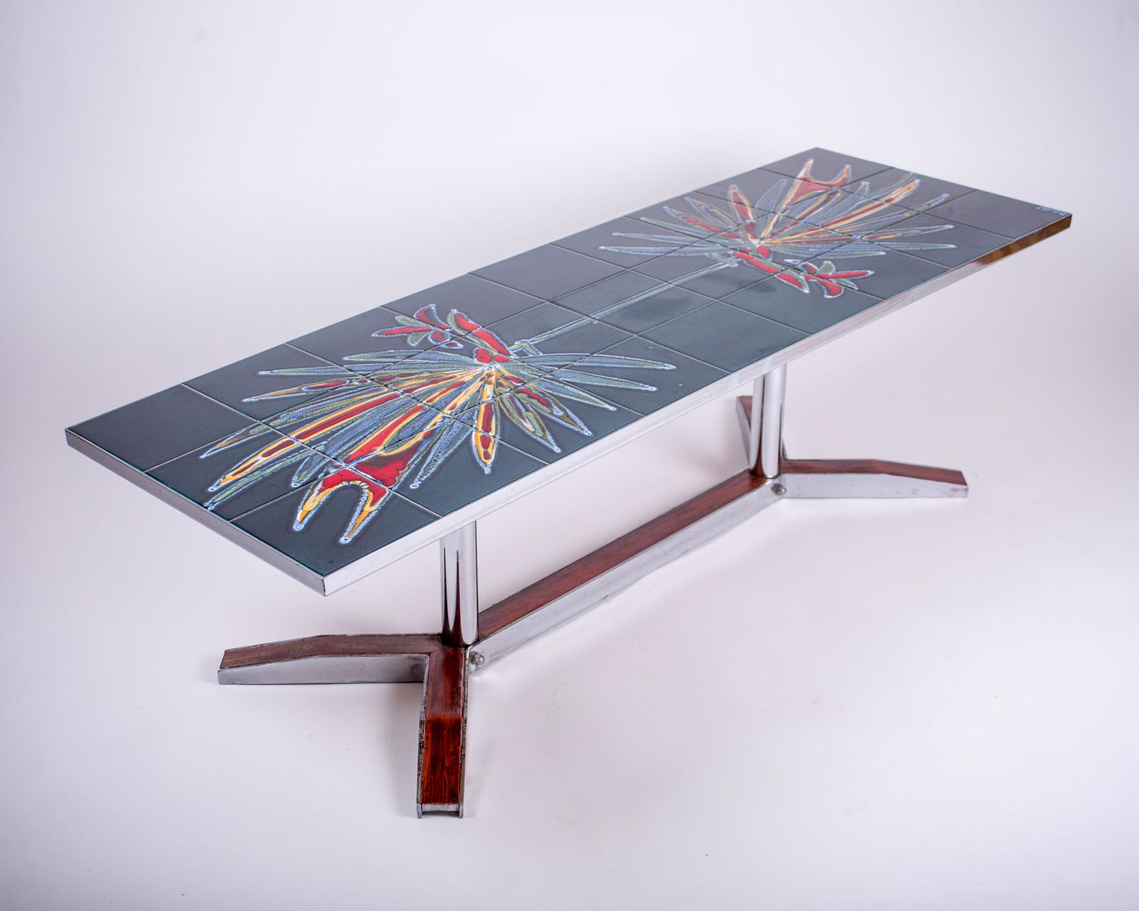 Adi Mid century coffee table with ceramic tile hand painted (1 of 4)