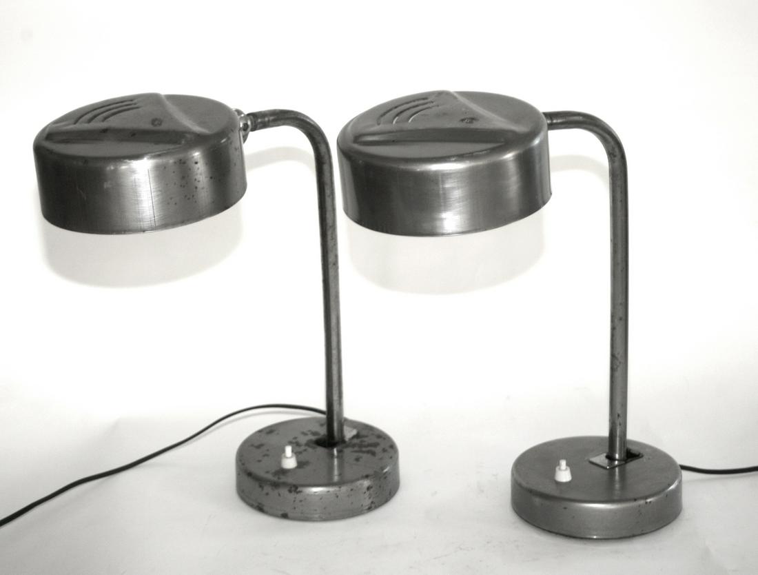 Kaiser Idell Style BAHAUS PAIR OF INDUSTRIAL TASK LAMP: Made in the 1940's or 1950's those were look like Christian Dell who was a designer for Rondella and Blunt in the 1920's and went in the 1930's to work with Kaiser and Idell , some of his creation rem