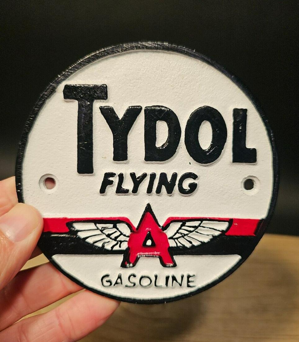 Cast Iron Tydol Flying A Gas Oil Sign Plaque (1 of 10)