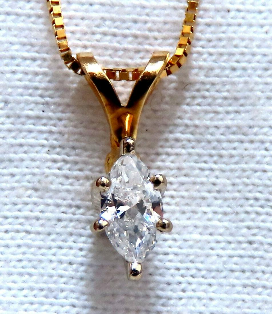 .30ct natural marquise brilliant diamond solitaire necklace 16 inch 14k (1 of 5)