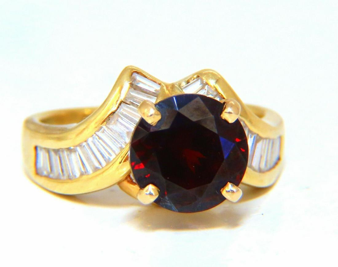 Natural Round Garnet Traditional Diamond Engagement ring 14kt (1 of 6)