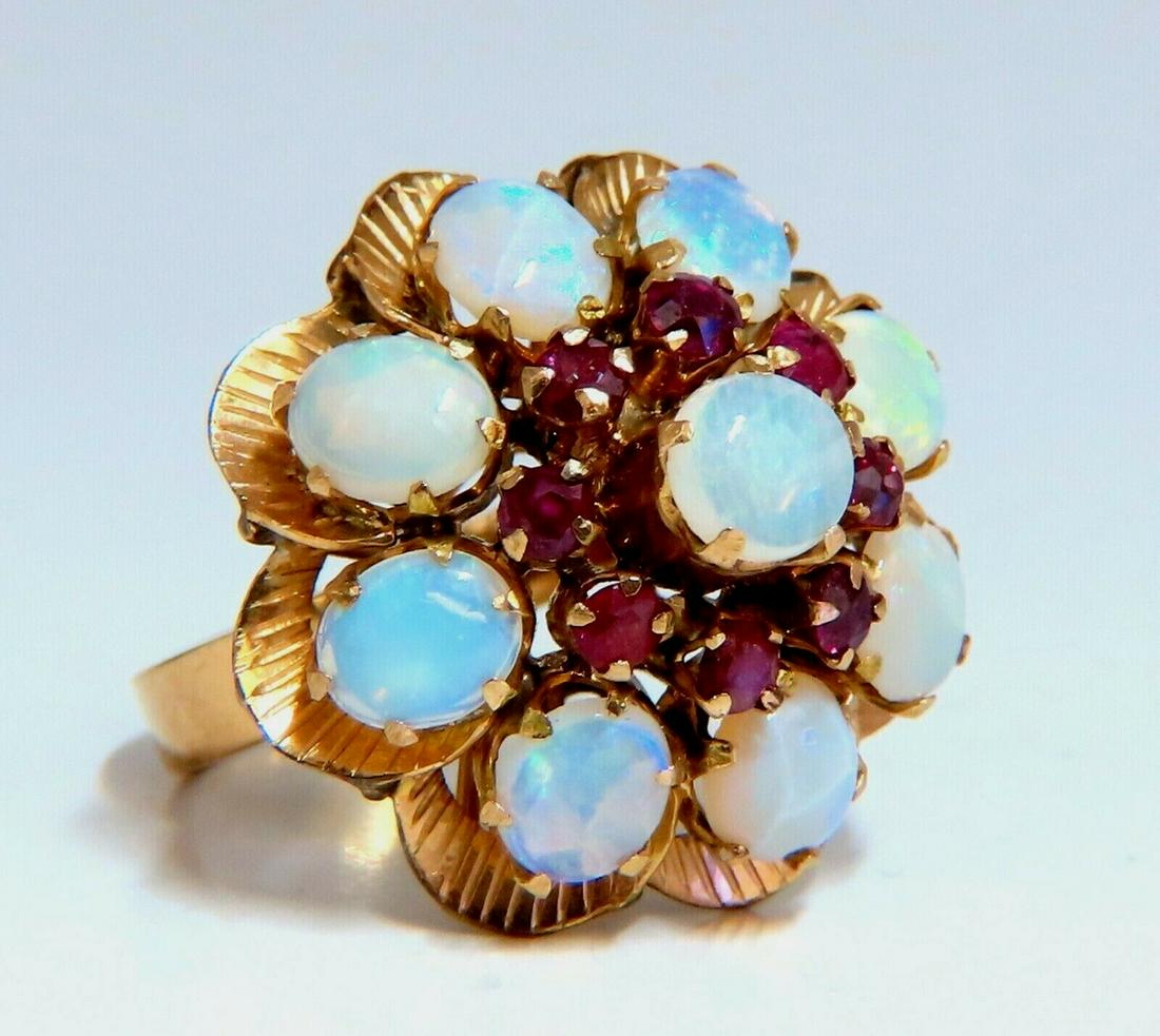 4.50ct Natural Opals Cluster Circular Ring 14kt (1 of 5)