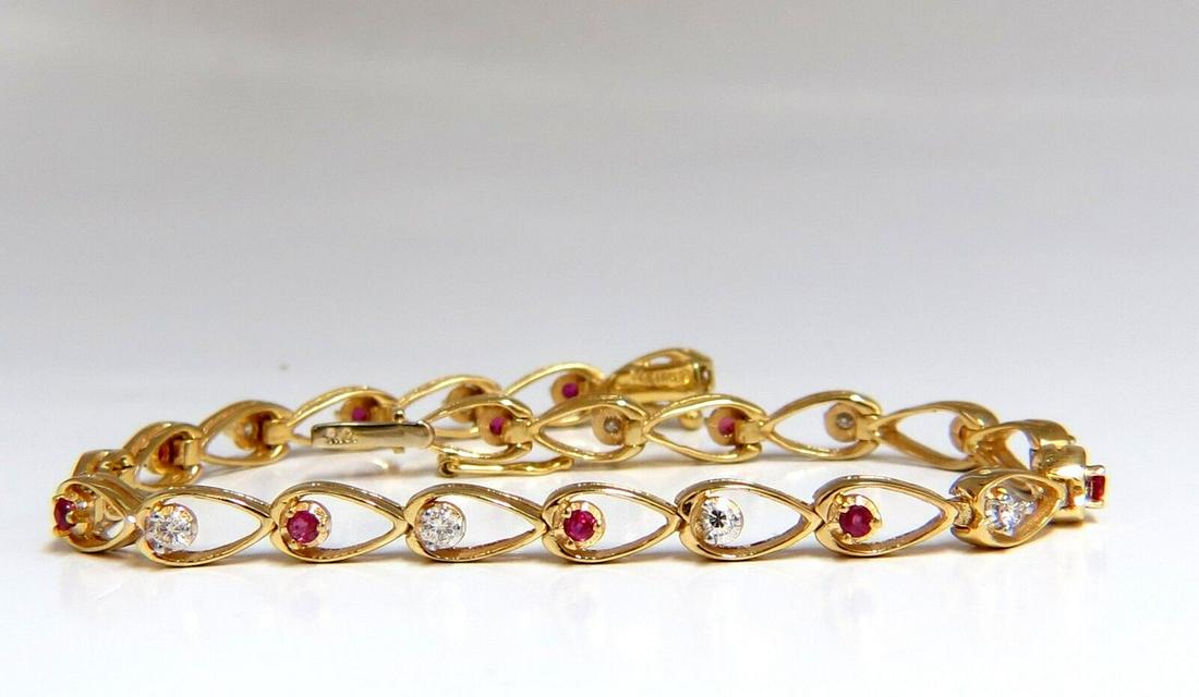 1.00ct natural ruby diamond pear form outline bracelet 14kt (1 of 4)