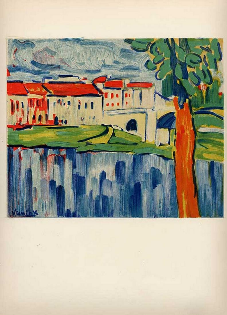 Vlaminck Lithograph 12 Chatou with red tree (1 of 1)