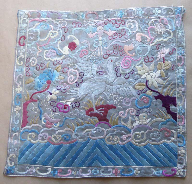 19c Chinese textile 5rd RANK BADGE mandarin square (1 of 6)