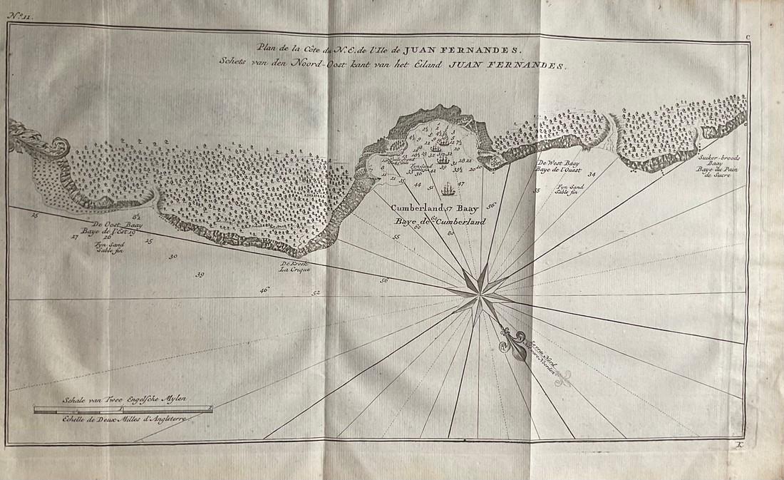 Antique Nautical Chart of Juan Fernandez Island: Northeast Side by English Pirate George Anson,1749 (1 of 1)